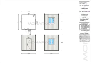 Tlocrt modularne sigurnosne kabine ARK 201 – dimenzije 260 cm × 240 cm, otvoreni prostor