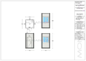 Tlocrt modularne sigurnosne kabine ARK 203 – otvoreni prostor, dimenzije i raspored