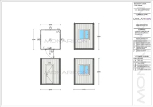 Tlocrt modularne sigurnosne kabine ARK 204 – raspored otvorenog prostora s dimenzijama 260 × 200 cm
