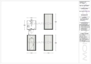 Tlocrt sanitarne kabine ARK 101 – raspored unutar površine 2,45 m² s WC-om i umivaonikom