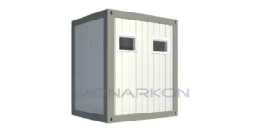 Sanitarna kabina ARK 101 – vanjski izgled sa dva WC-a i dva umivaonika, dimenzija 240 × 200 cm