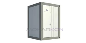 Modularni sanitarni kontejner ARK 103 – osvrt na vanjski izgled s dva WC-a i umivaonikom, dimenzija cca 200×130 cm - prednja strana