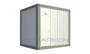 Sanitarni kontejner ARK 105 – vanjski prikaz s tri WC-a i dva umivaonika - prednja strana