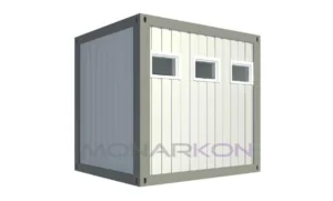 Sanitarni kontejner ARK 105 – vanjski prikaz s tri WC-a i dva umivaonika - zadnja strana