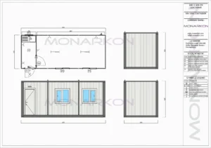 Modularni stambeni kontejner ARK 606 – vanjski izgled sa dvostrukim vratima i prozorima