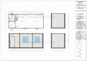 Modularni stambeni kontejner ARK 607 – vanjski izgled sa dvostrukim vratima i prozorima