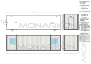 Modularni stambeni kontejner ARK 902 – vanjski izgled sa dvostrukim vratima i prozorima