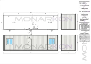 Modularni stambeni kontejner ARK 906 – vanjski izgled sa dvostrukim vratima i prozorima