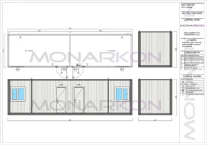 Modularni stambeni kontejner ARK 904 – vanjski izgled sa dvostrukim vratima i prozorima