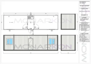 Modularni stambeni kontejner ARK 905 – vanjski izgled sa dvostrukim vratima i prozorima