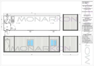Modularni stambeni kontejner ARK 907 – vanjski izgled sa dvostrukim vratima i prozorima