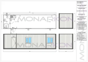 Modularni stambeni kontejner ARK 909 – vanjski izgled sa dvostrukim vratima i prozorima